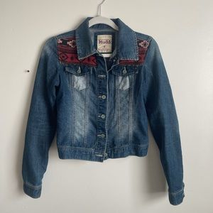 Denim Jacket with Tribal Print Detail, juniors Mudd S